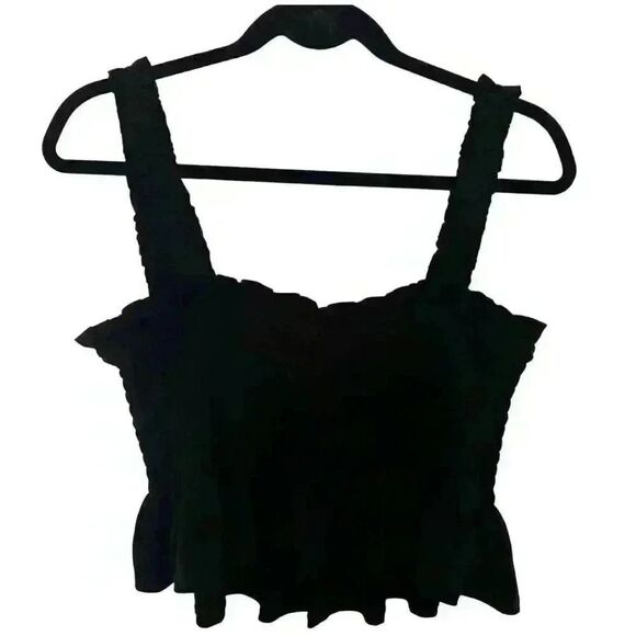 Bcbgeneration Women's Black Poly/Spandex Knit Smocked Ruffled Tank Top - Picture 4 of 6
